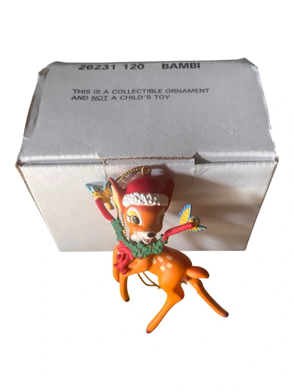 Disney Grolier Bambi Orange Reindeer Holiday Ornament original box